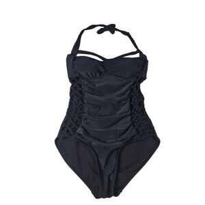 Ashley Graham x Swimsuits For All Black Criss-Cross Strappy One-Piece Swimsuit 8